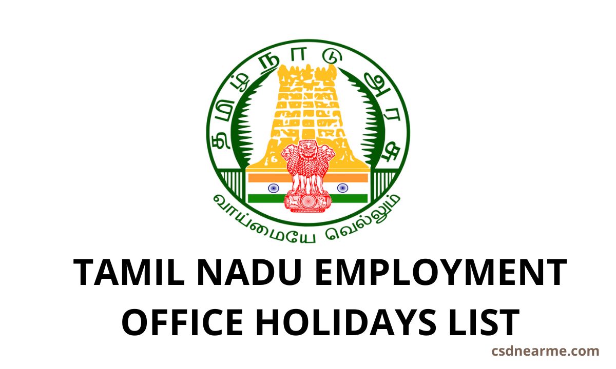 Tamil Nadu Employment Office Holidays List 2023
