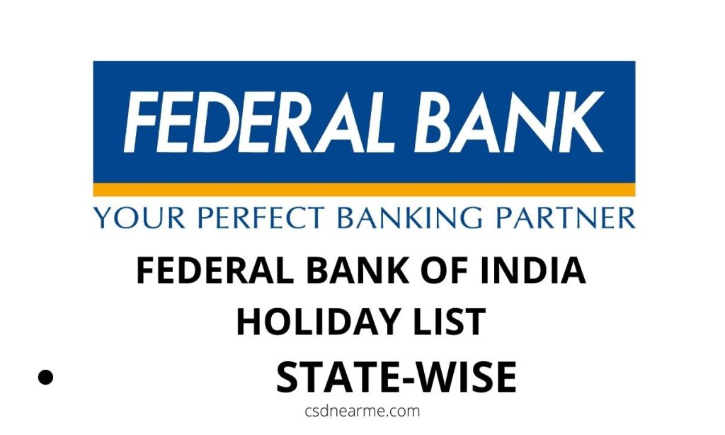 federal bank of india HOLIDAY LIST state wise